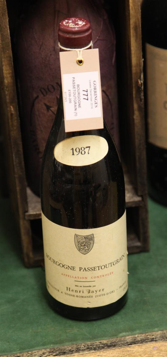 One bottle of Bourgogne Passetoutgrain 1987, Henri Jayer(-)